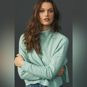 Pilcro by Anthropologie XXS mint green Alani cashmere mock neck sweater
